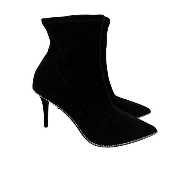 COACH Whitney Bootie Pointed Toe Ankle Boots Black Suede Size 10 B Studded Trim - Picture 1 of 10